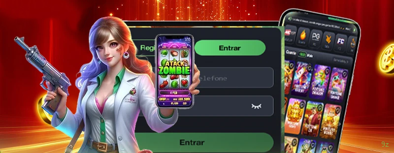 Aplicativo móvel 9z para iOS e Android